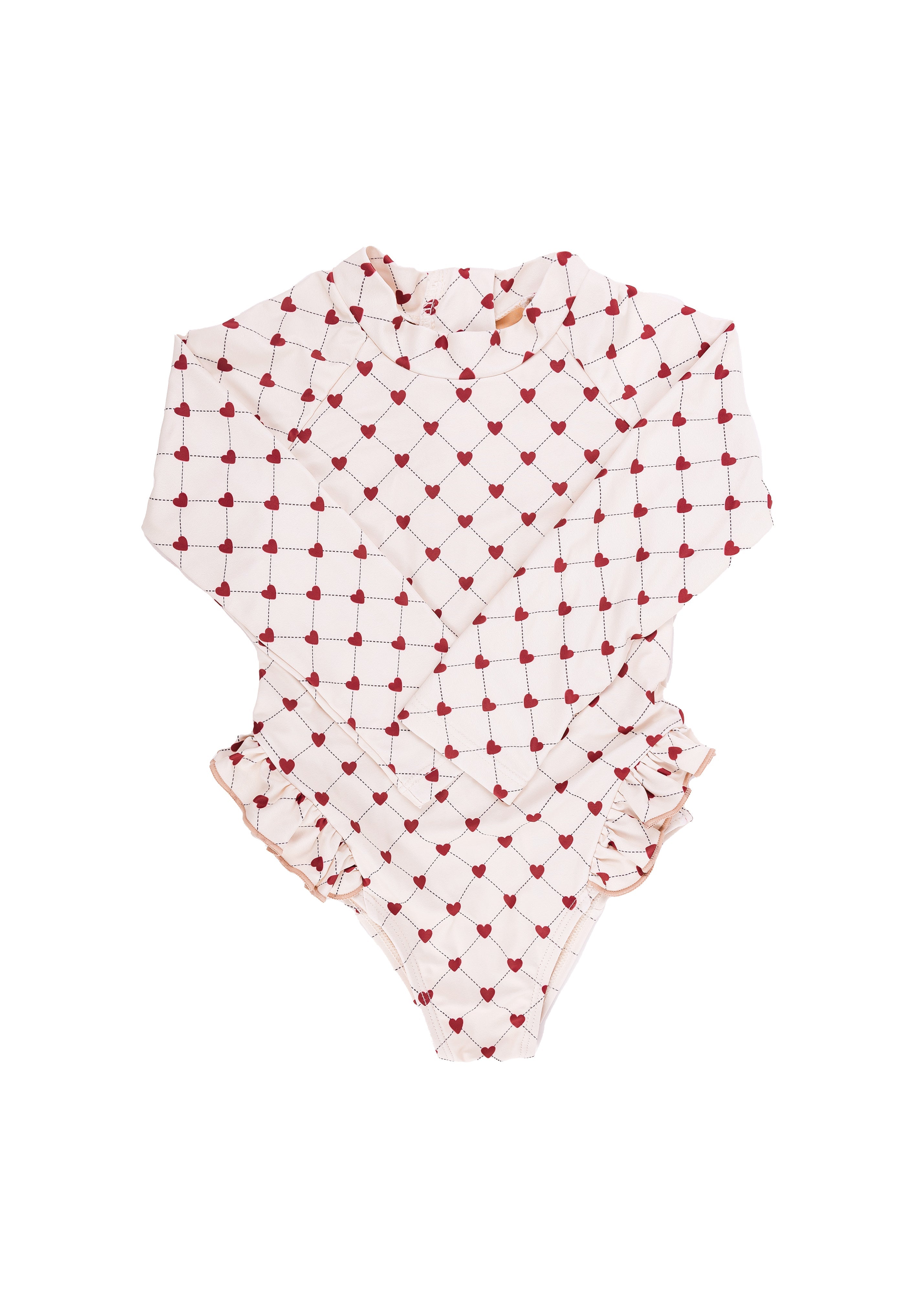 Maillot de bain anti-uv manches longues coeurs rouges ♥️ — 1/2 ans