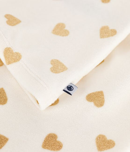 Pyjama de Noel enfant en velours imprimé cœurs dorés ✨ 2