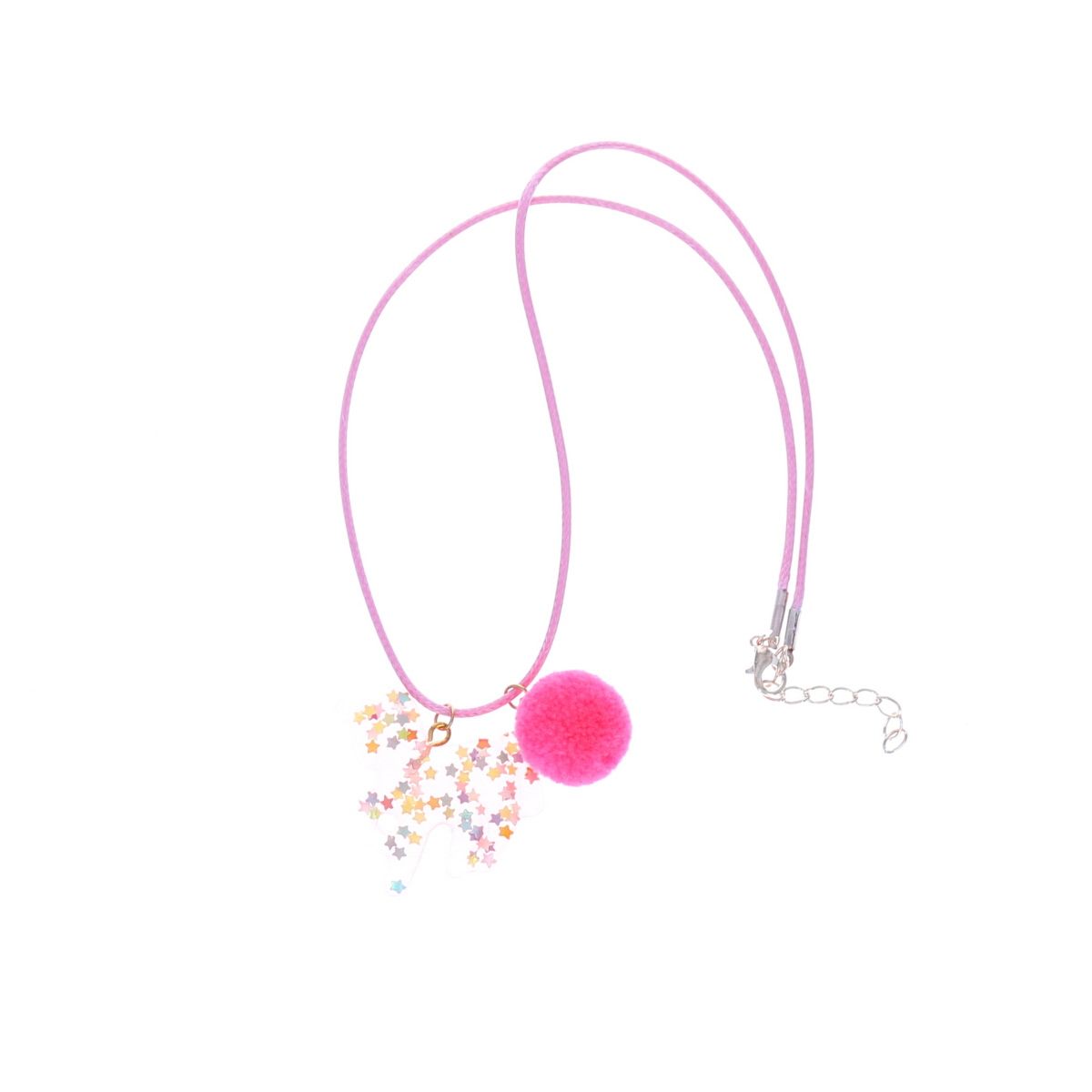 Collier licorne à pompon rose 3