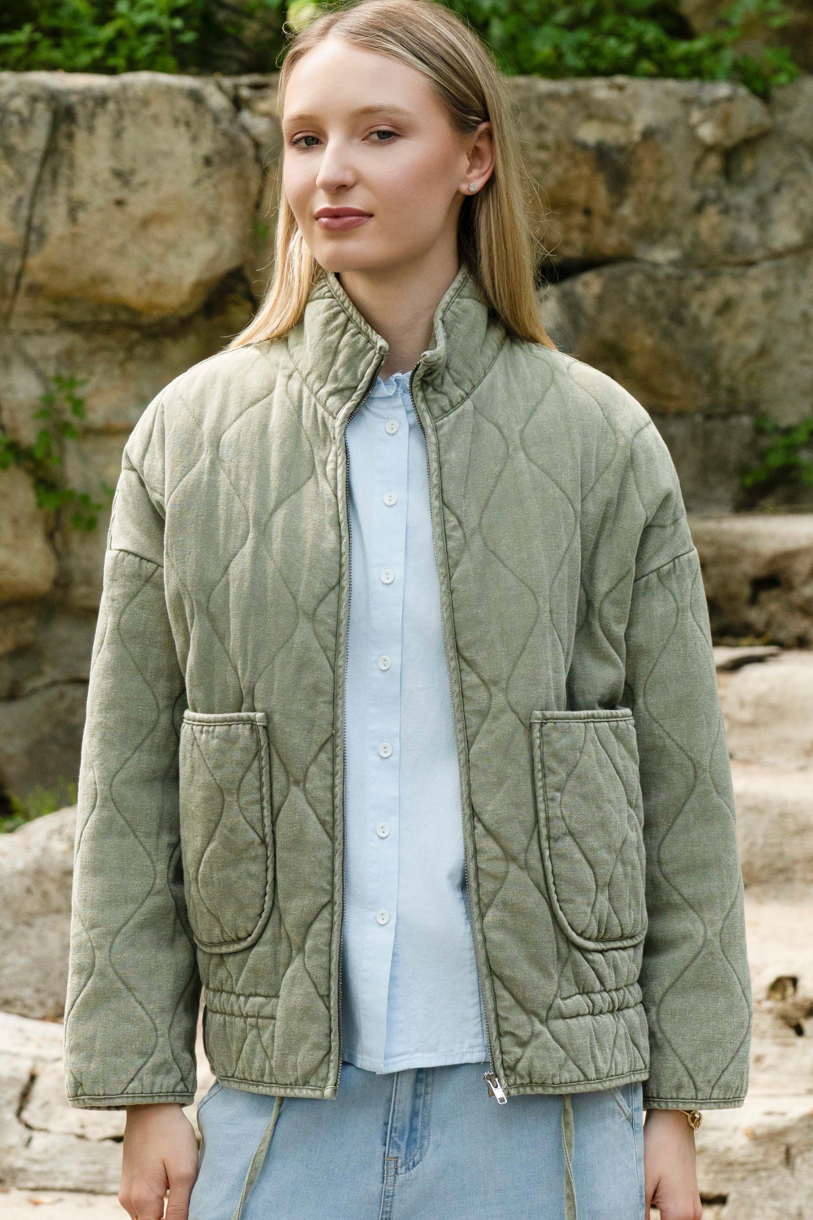 Blouson en Jean vert manches longues 4
