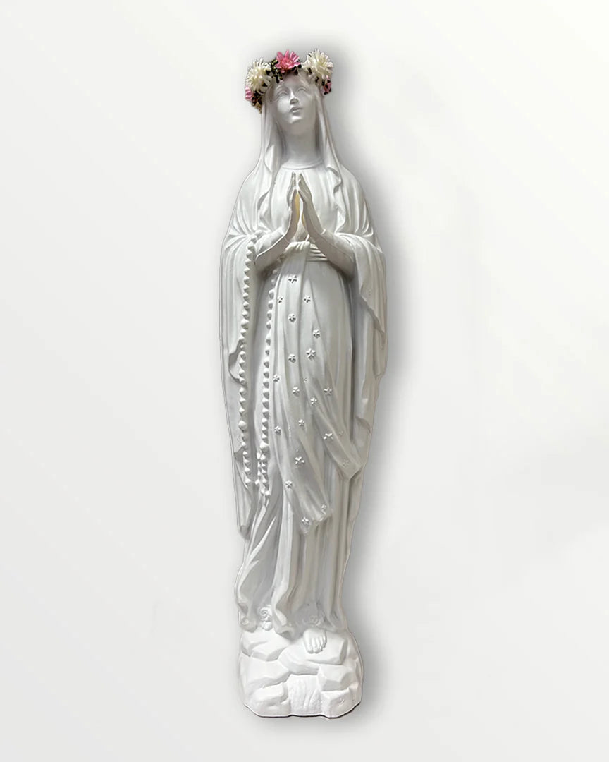 Vierge 25 cm couronnée fleurie 💒 — blanc-1