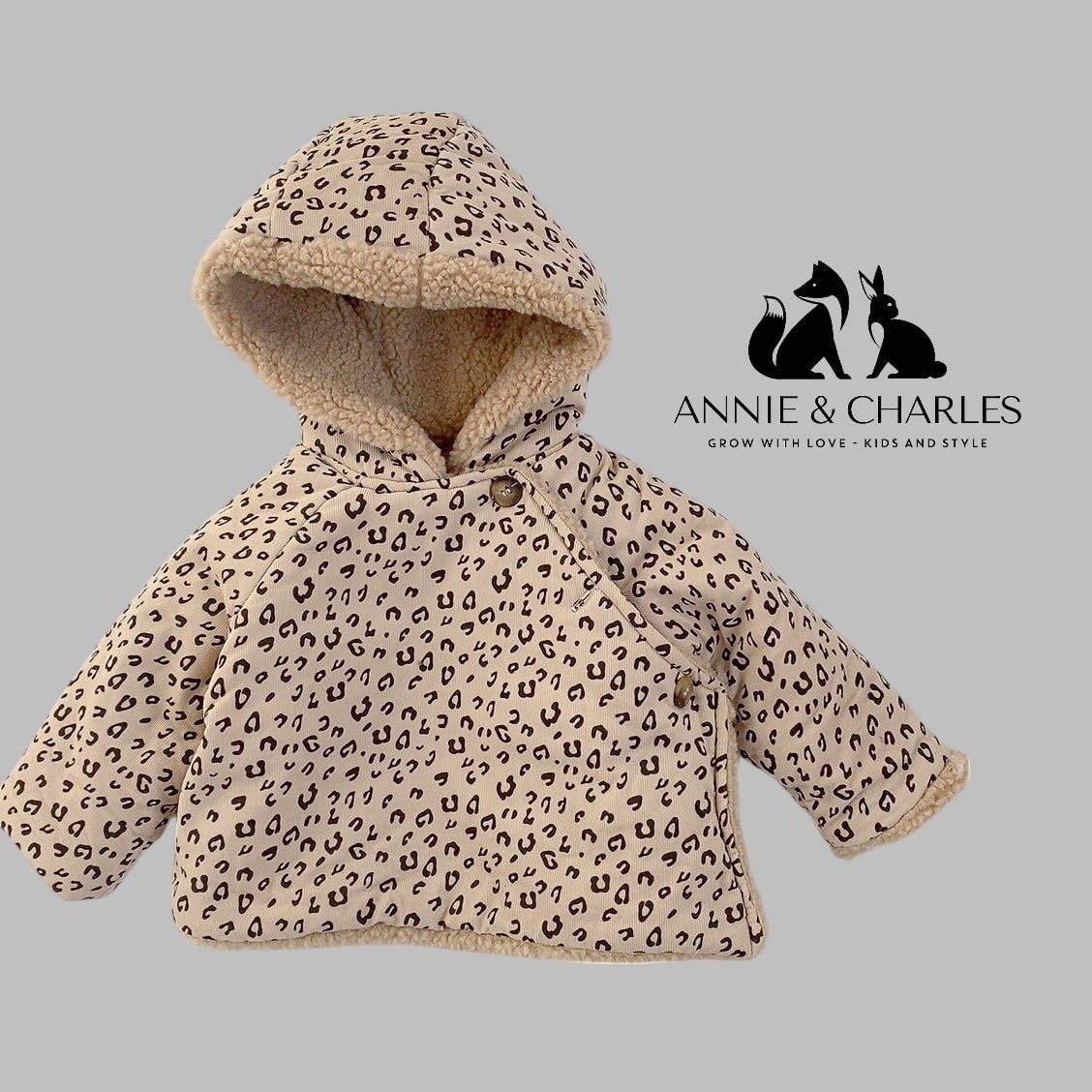 Veste léopard en peau de mouton en coton doux — Beige Leopard / 12–18M