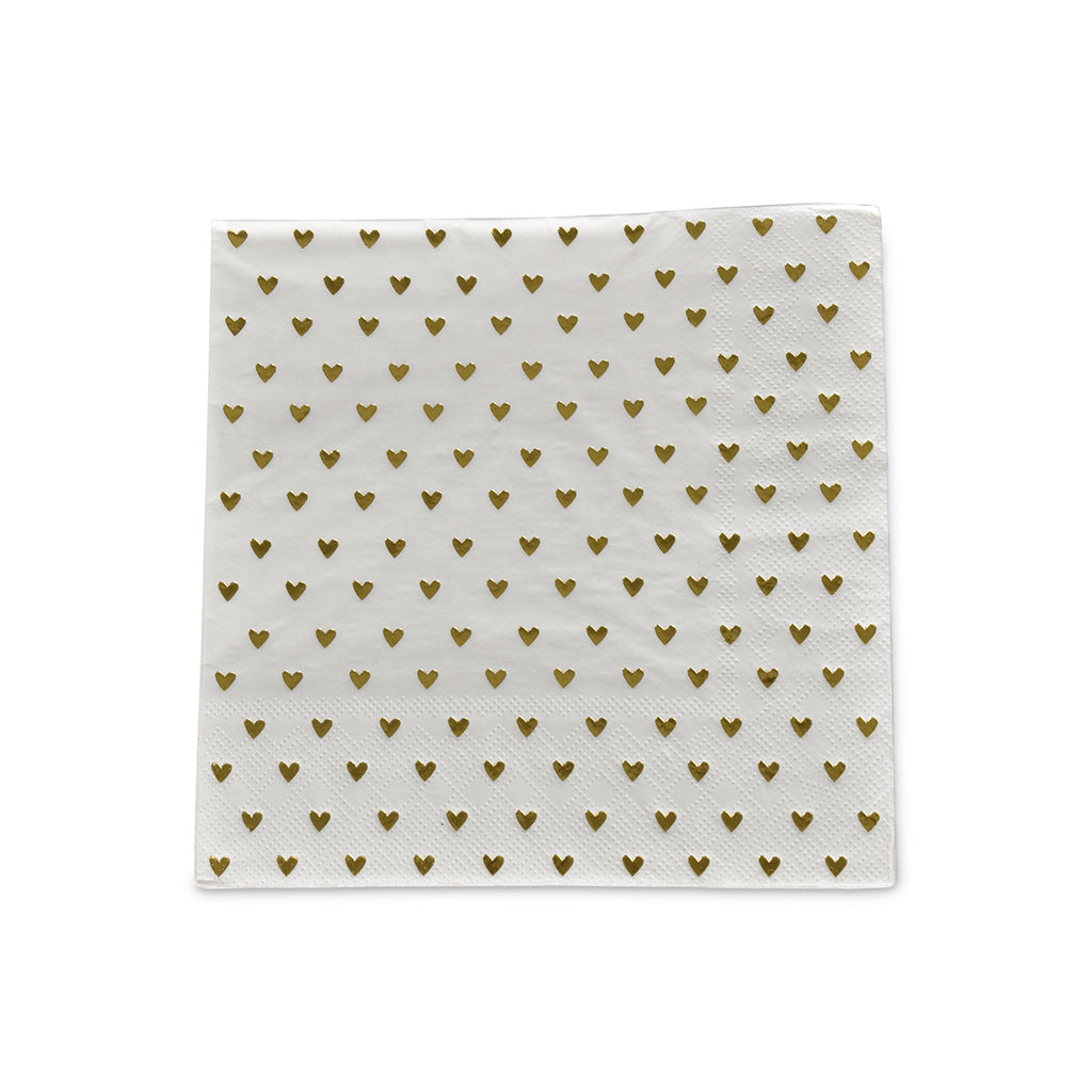 Serviettes en  papier Cœurs dorés x20 5