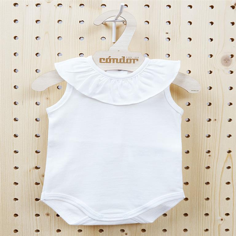 Body bébé avec col à volant blanc sans manches — 3 mois