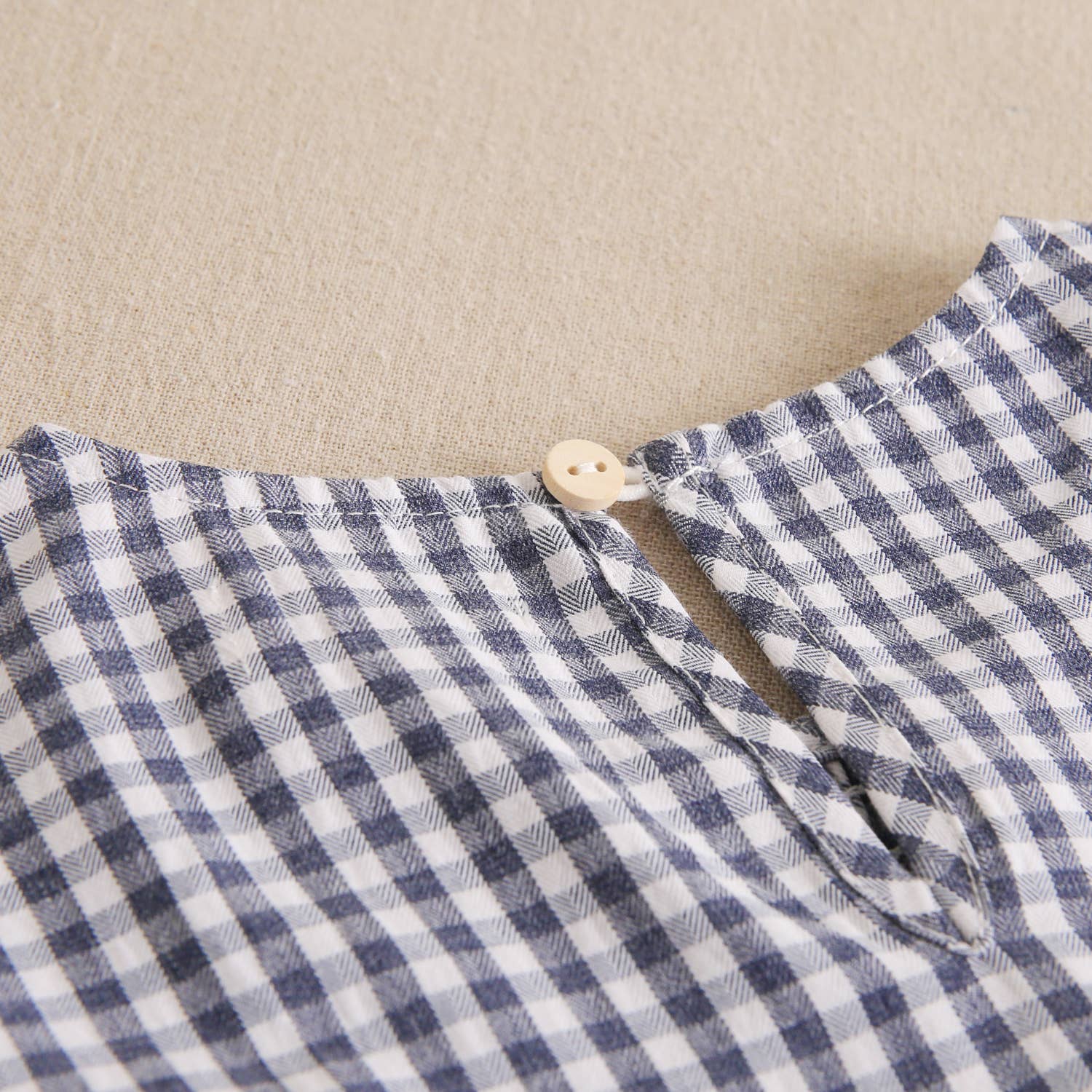 Blouse à manches longues à carreaux bleu et blanc Vichy pour fille 4