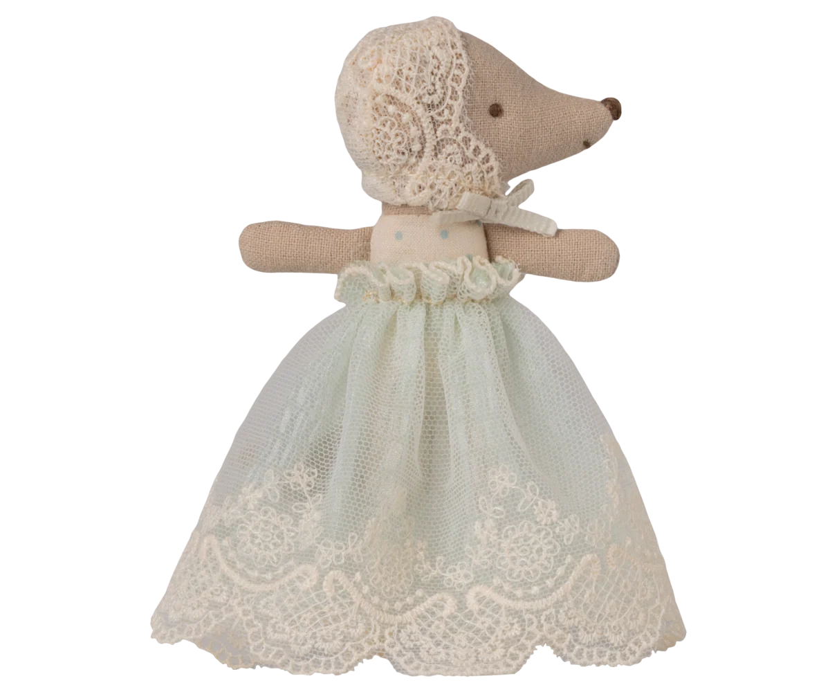 Maileg : Bébé souris en robe - Menthe 2