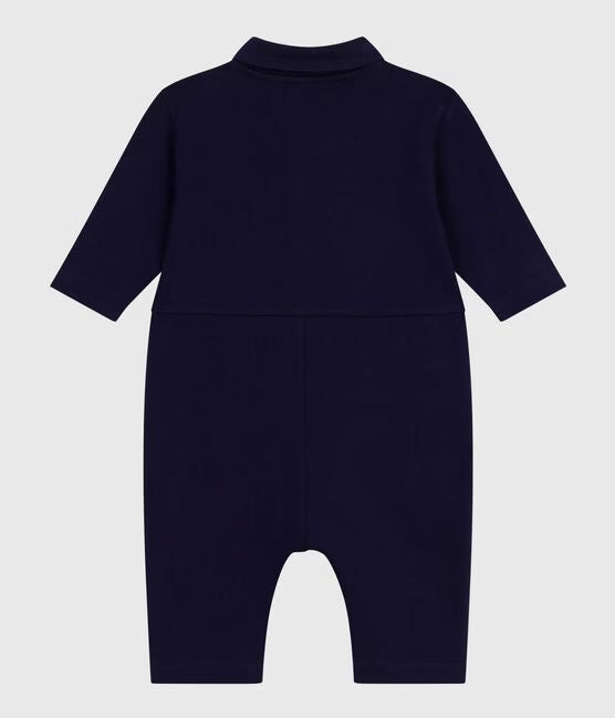 Combinaison longue bébé en coton uni, style pompiste — 12 mois