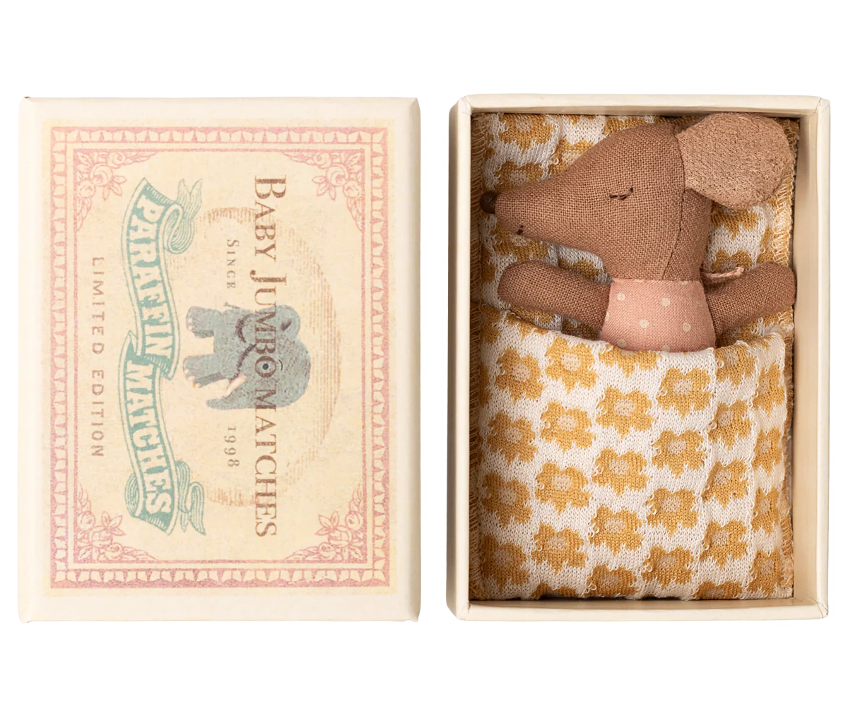 Maileg :  Souris bébé "Sleepy wakey" dans sa boîte - Rose