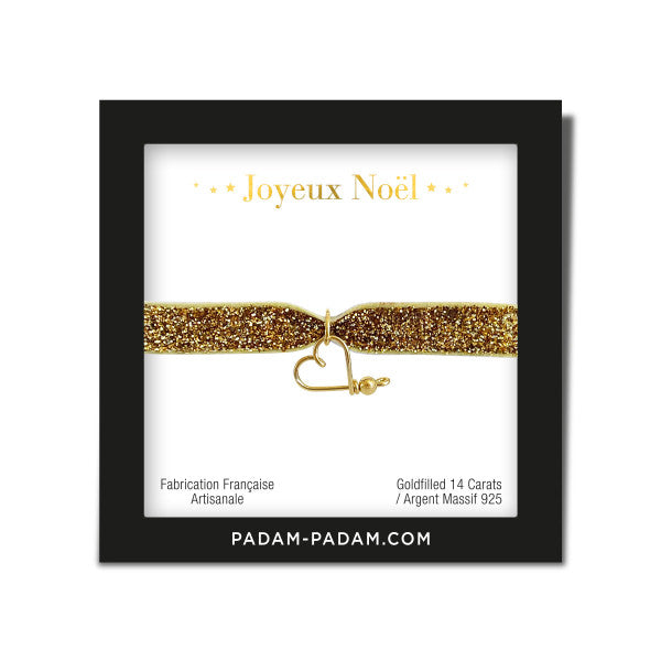 Bracelet mon coeur glitter — Lien doré coeur or