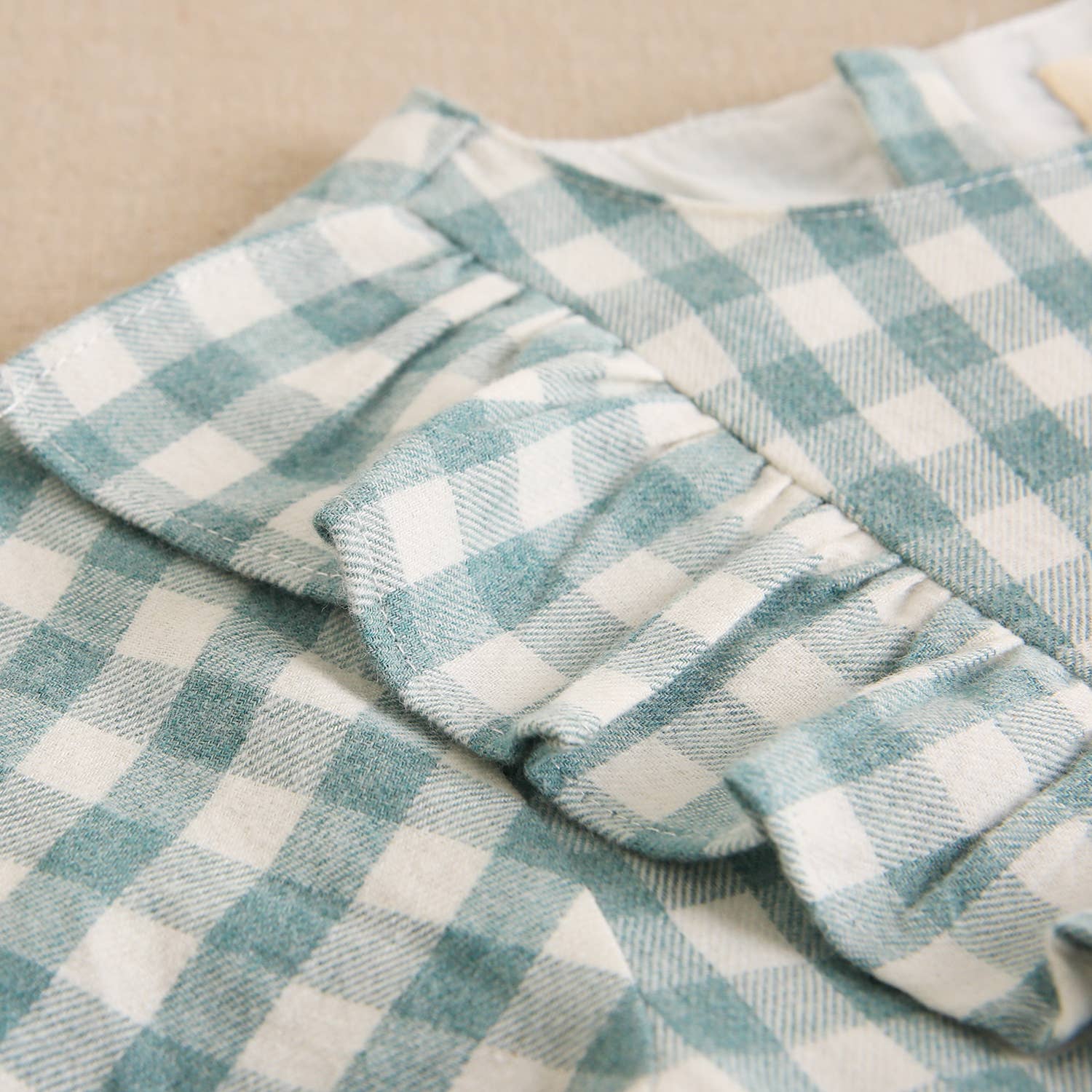 Robe en flanelle à carreaux vichy vert d'eau avec nœud 6