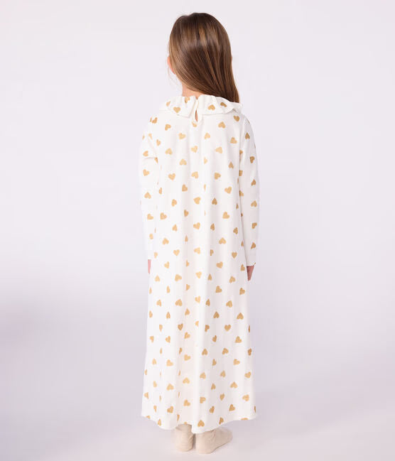 chemise de nuit déguisement de Noel enfant en velours imprimé cœurs dorés 4