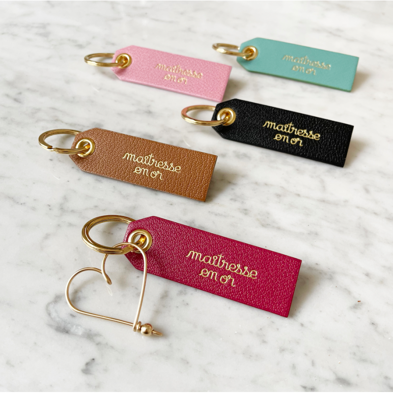 Porte clés en cuir "MAITRESSE EN OR" — Noir