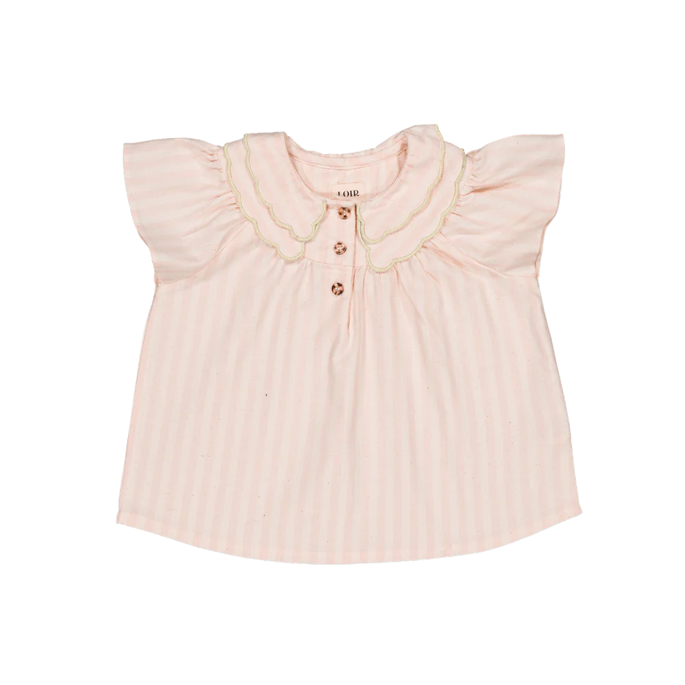 Blouse carmen - rayures roses — 4-ans