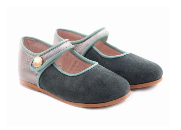 Poppée : Chaussures Bulle Seda bosco nubuck/vert cuir/argent bordure vert pâle à scratch — 24