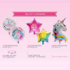 Set de 5 Ballons d’anniversaire Let’s Party Licorne 2