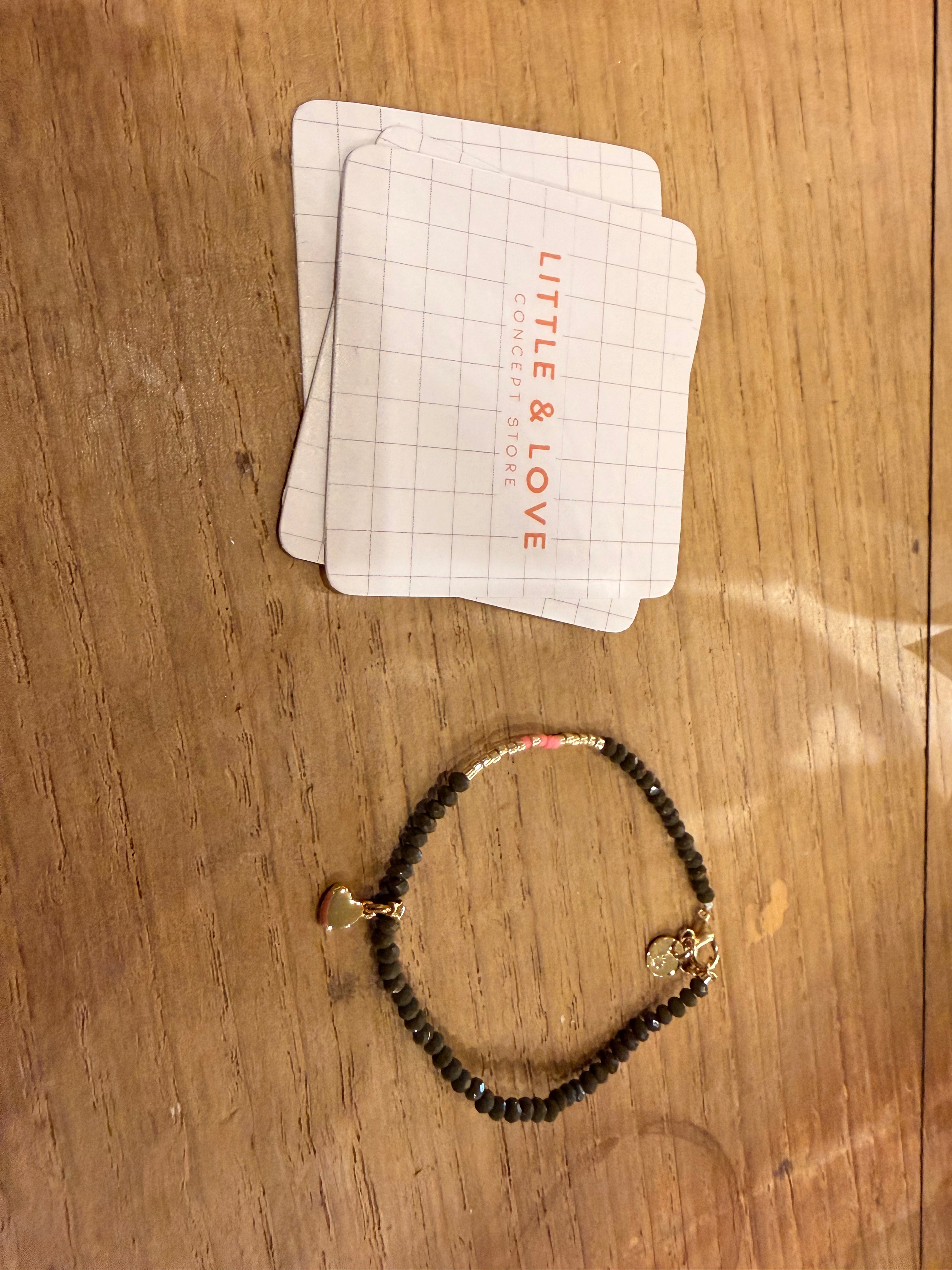 Bracelet Odette Kaki coeur doré 2