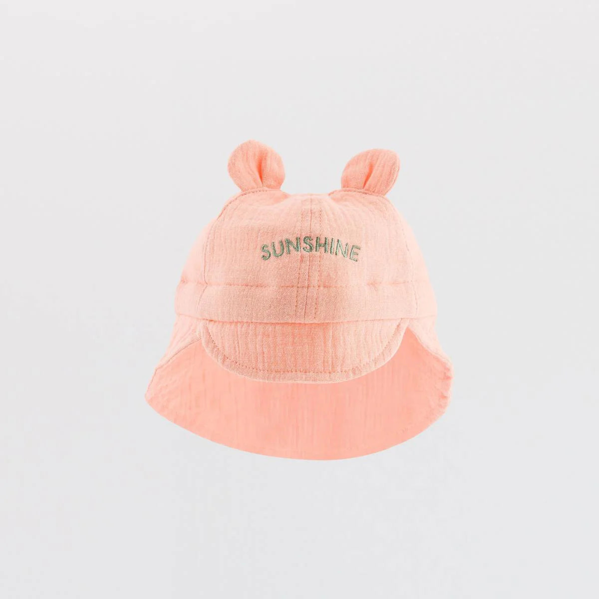 Chapeau bébé Sunshine en gaze de coton corail 3
