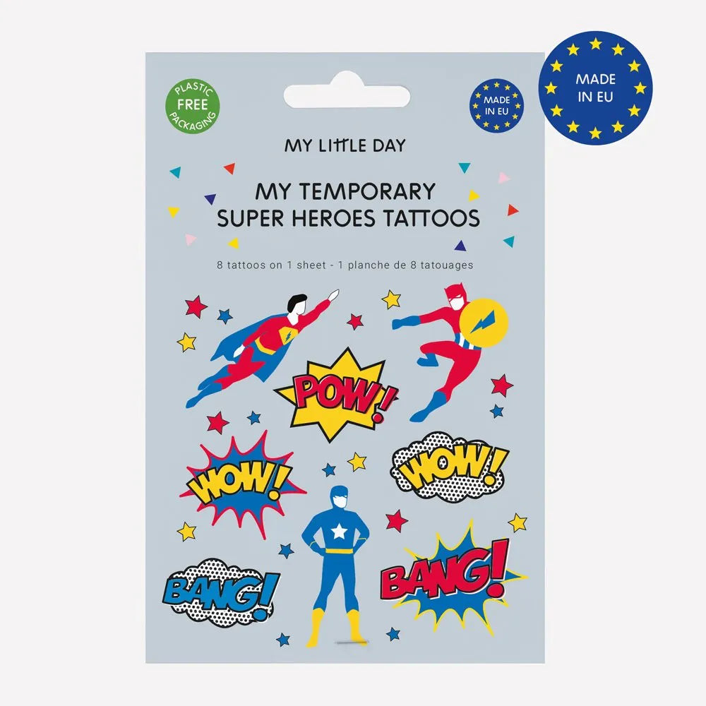 Planche de 8 tatouages super héros