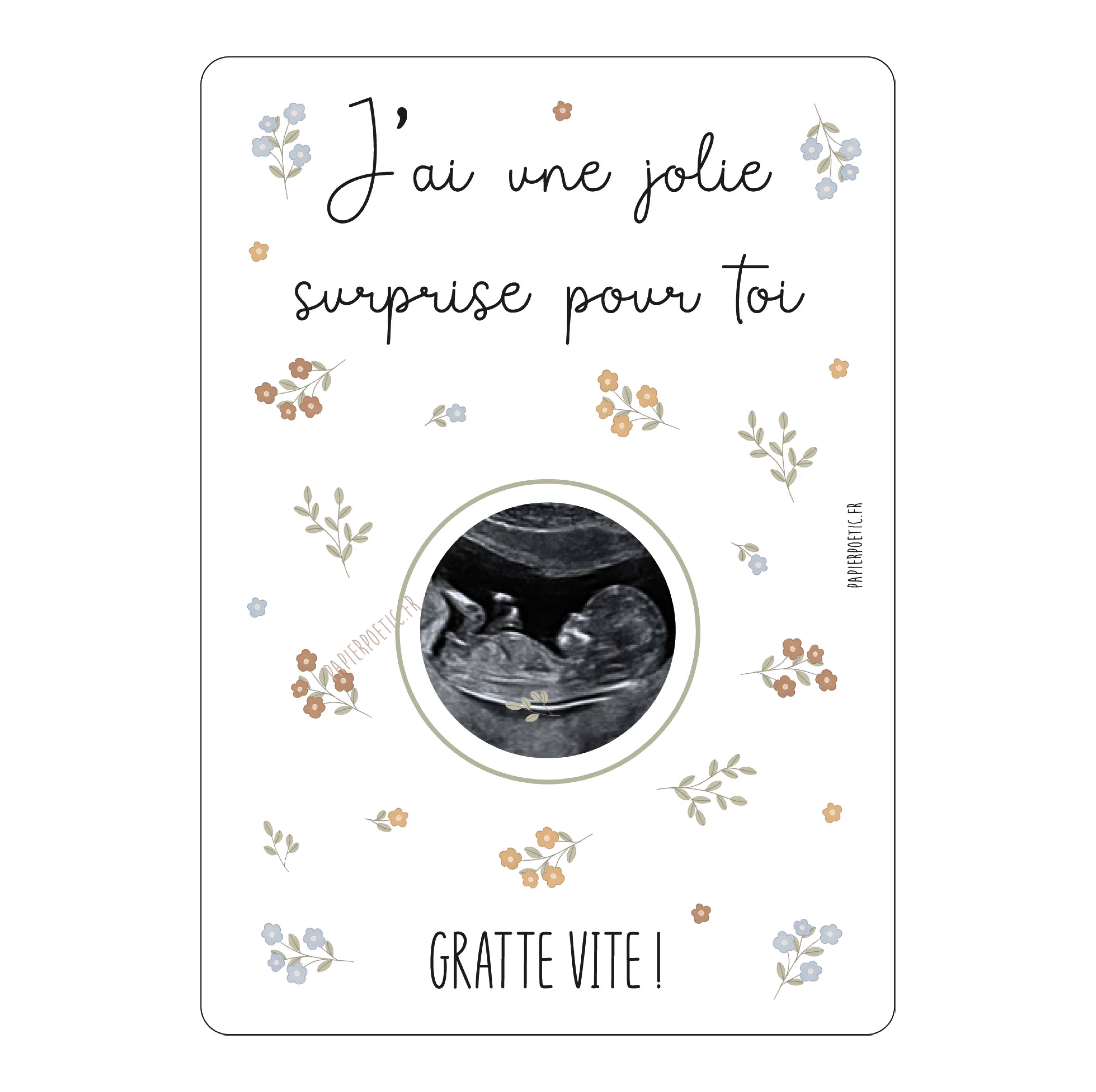 Carte à gratter “échographie” Fleurs