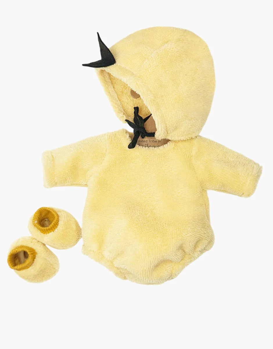 Les P'tits Déguiz' - Ensemble Piou-piou en molleton éponge jaune et ses chaussons