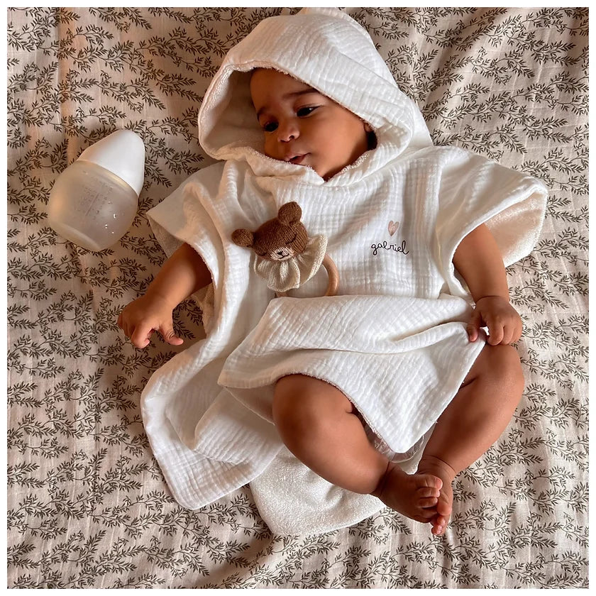 Poncho de bain T1 — Ecru
