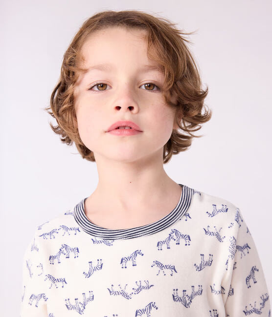 Pyjama enfant en velours imprimé zèbres 2