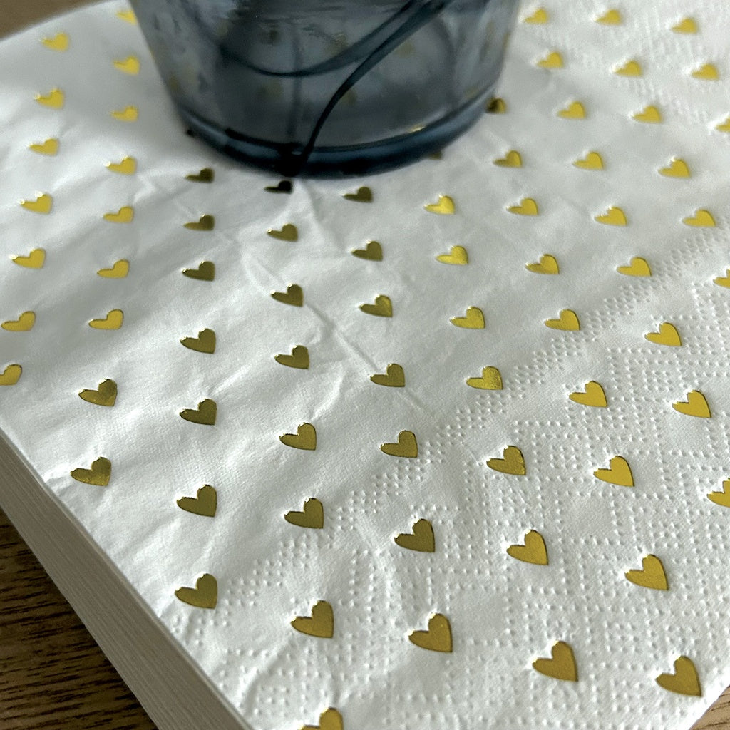 Serviettes en  papier Cœurs dorés x20 3