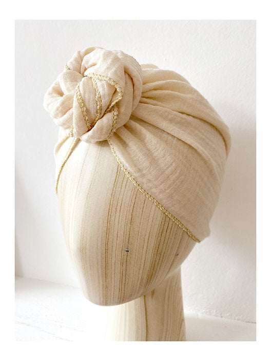 Turban en gaze de coton. — Beige / 0/3 mois