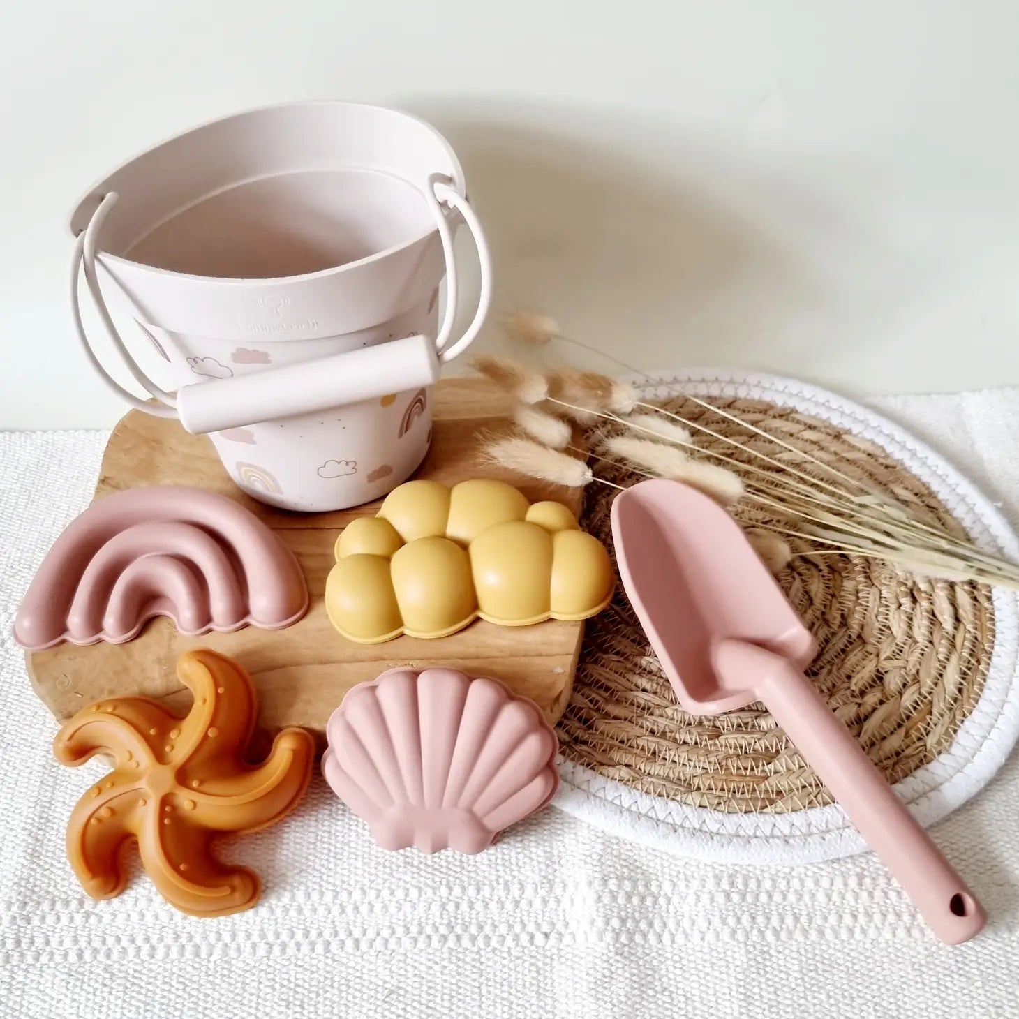 Set de plage en silicone arc en ciel — Rose pâle
