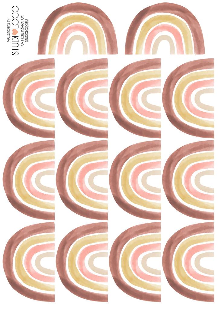 4 feuilles de Sticker Arc en ciel