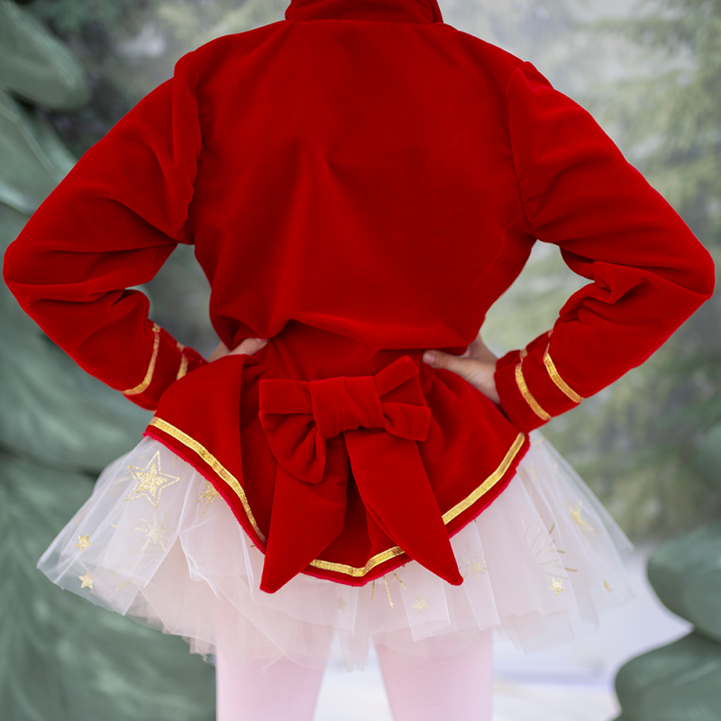 Veste casse noisette en velours rouge 3