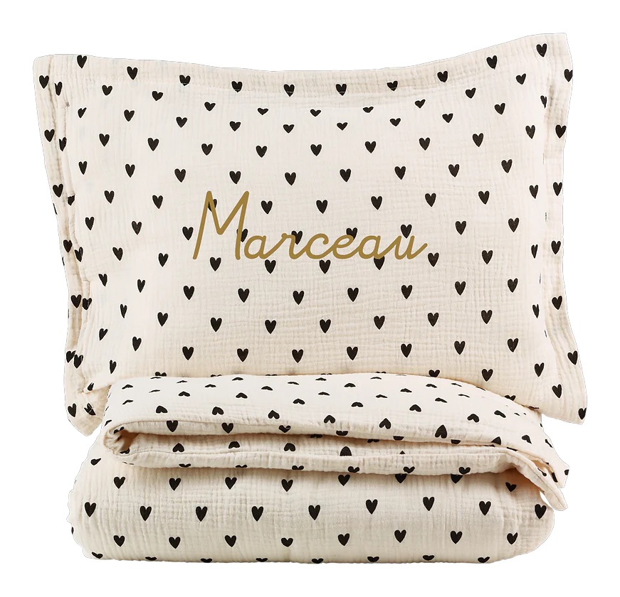 Parure de couette petits coeurs  80x120 avec taie 9