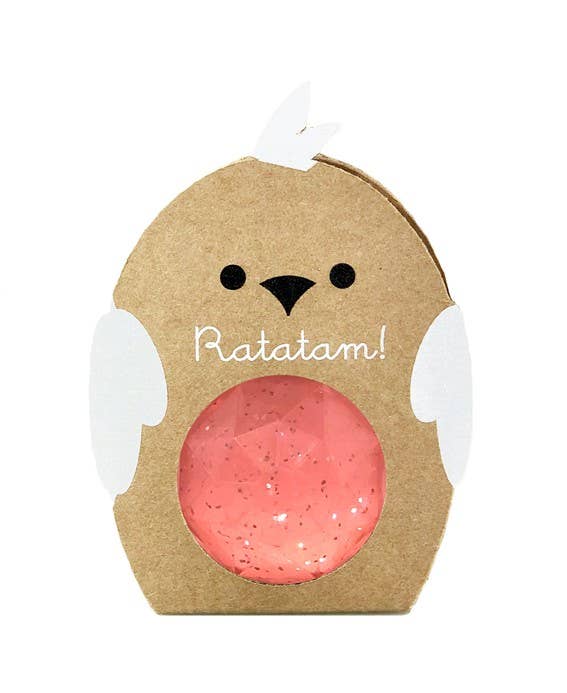 Balle rebondissante oiseau à paillettes orange 4,2cm