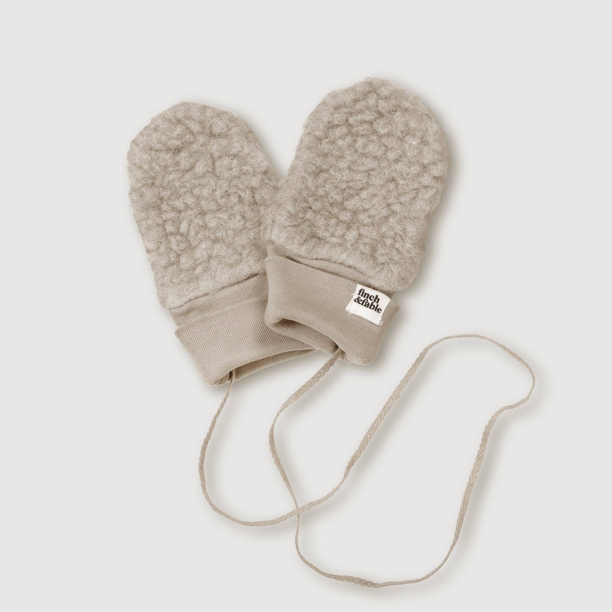 Moufles en laine sherpa - sable — 3 à 5 ans (avec le pouce)