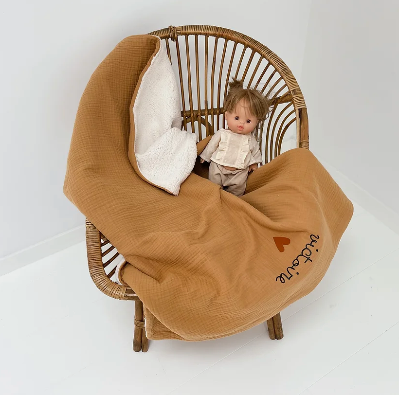 Couverture toute douce en pilou — Camel