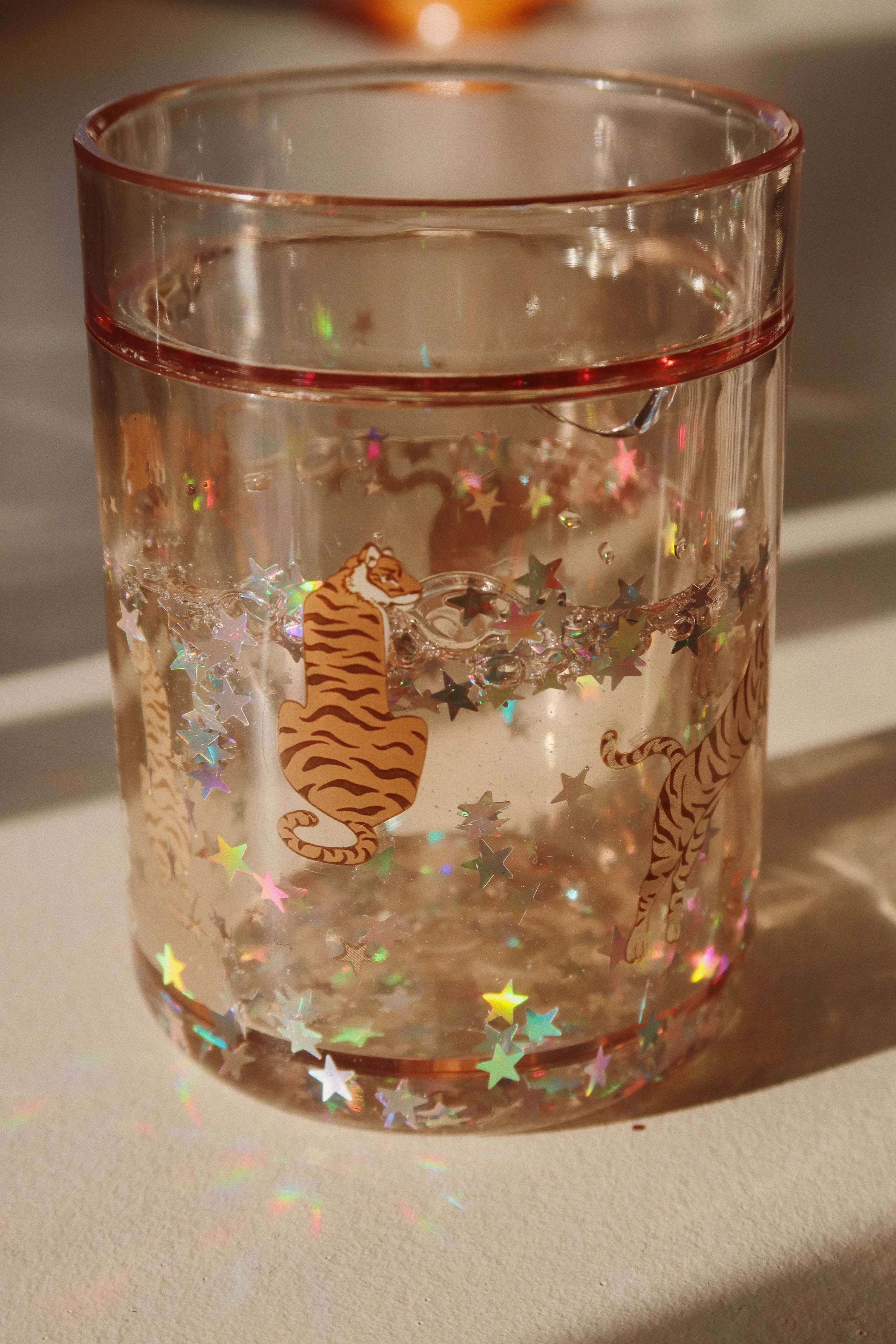 Gobelets / verres  à paillettes x 2 - Tigre 3