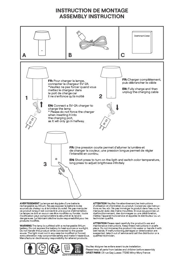 Lampe sans fil doré rechargeable 2