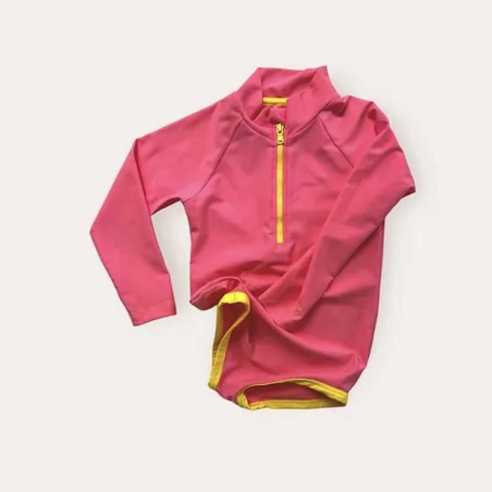 Maillot de bain anti-uv manches longues rose — 3/4 ans