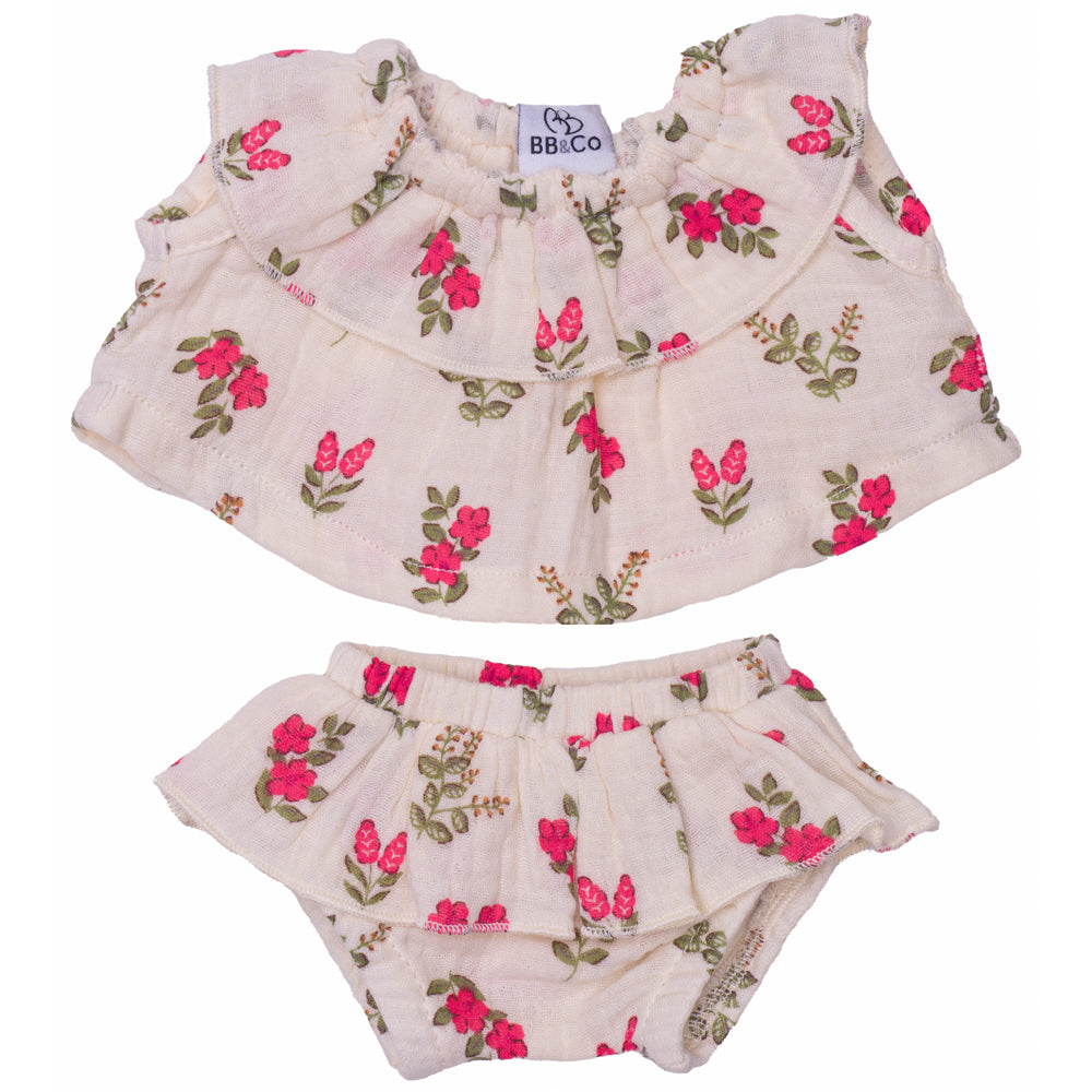 Ensemble 2 pièces pour poupée en gaze de coton liberty 2