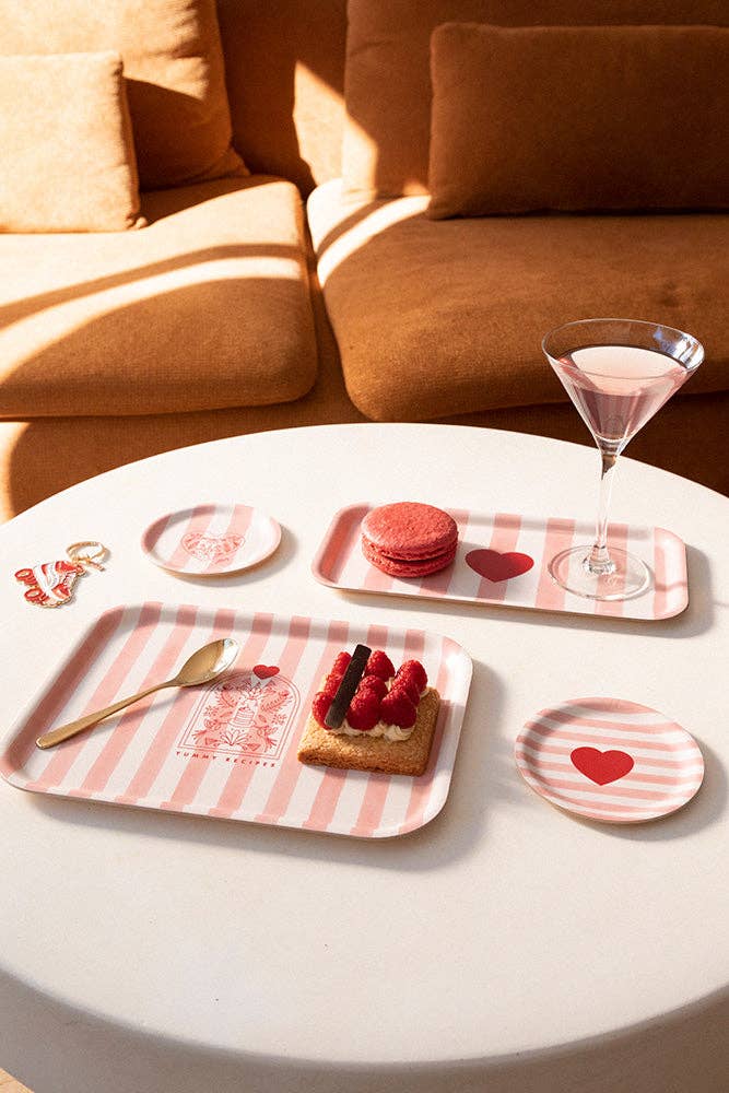 Plateau de petit-déjeuner - Rayures roses 3