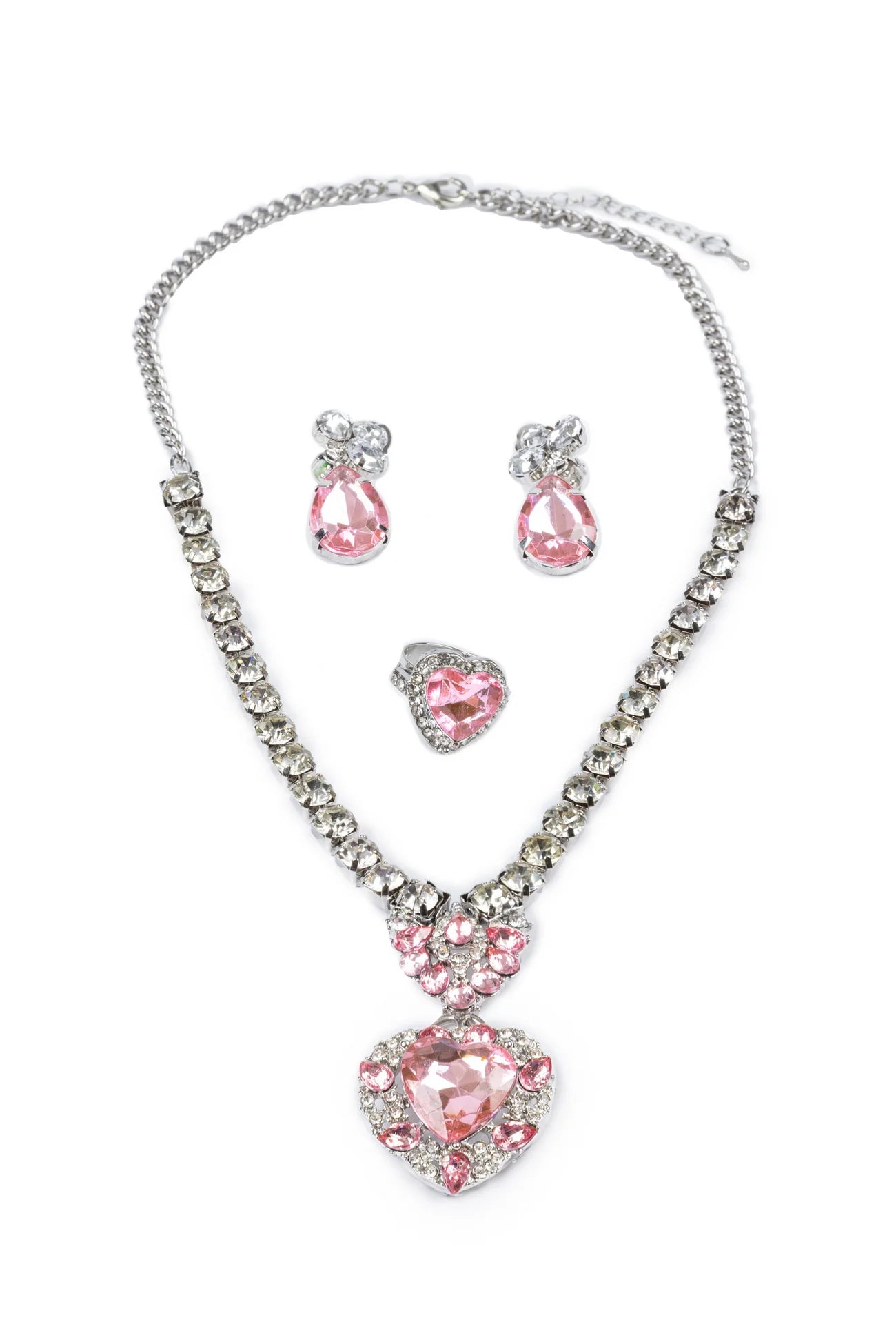 Set de 4 bijoux Marilyn rose/argent 2