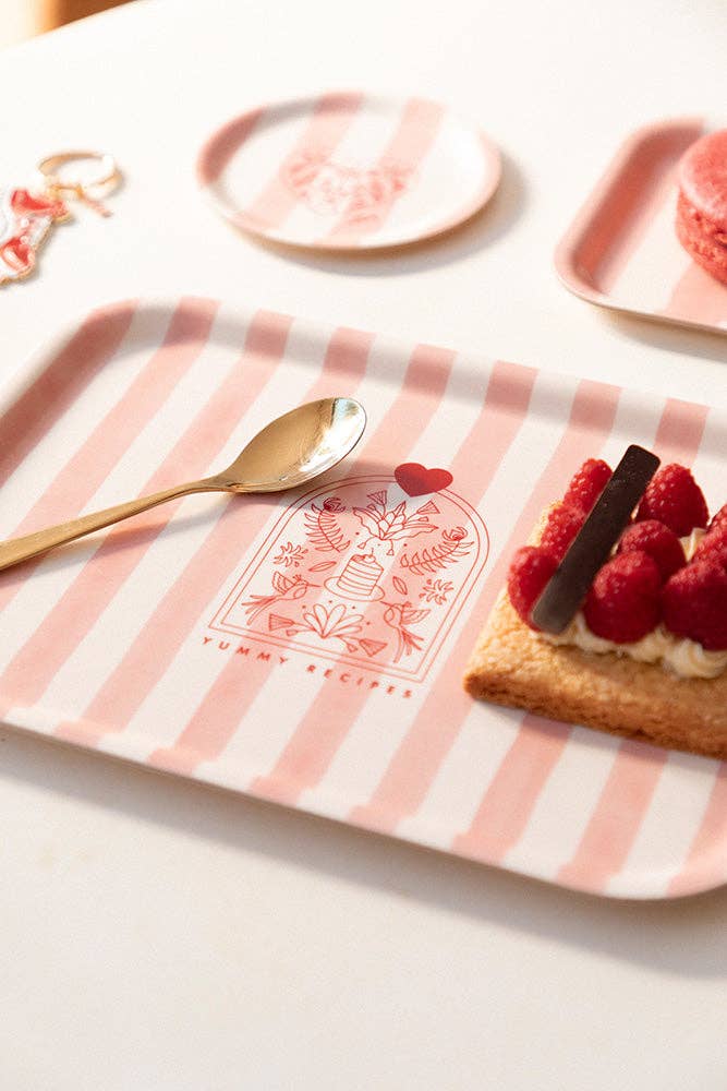 Plateau de petit-déjeuner - Rayures roses 2