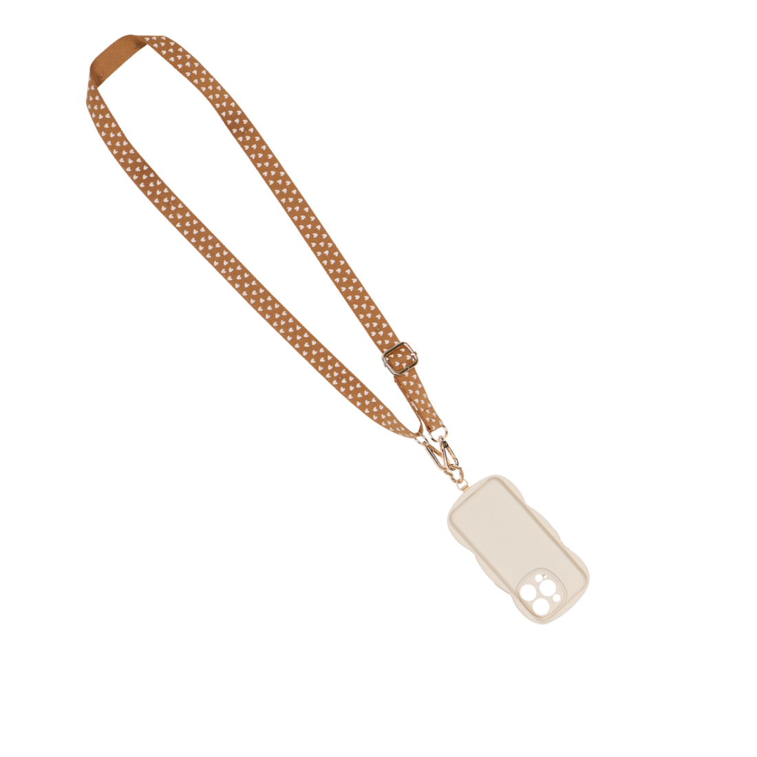 Sangle de téléphone — ecru-fond-marron