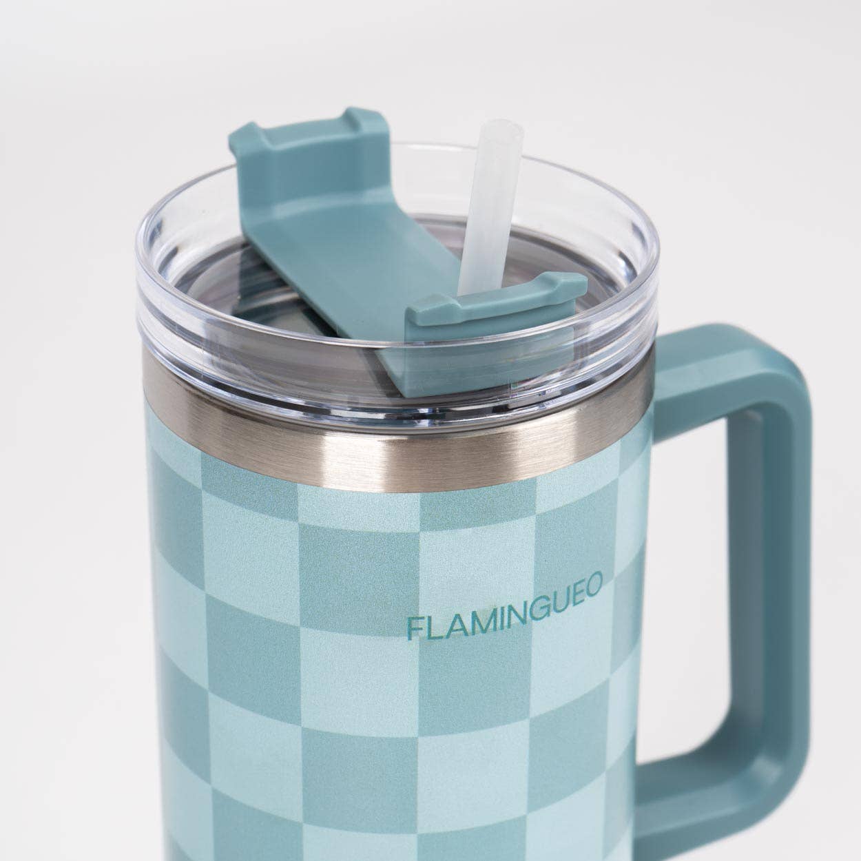 Gourde thermos en acier inoxydable à carreaux verts 2