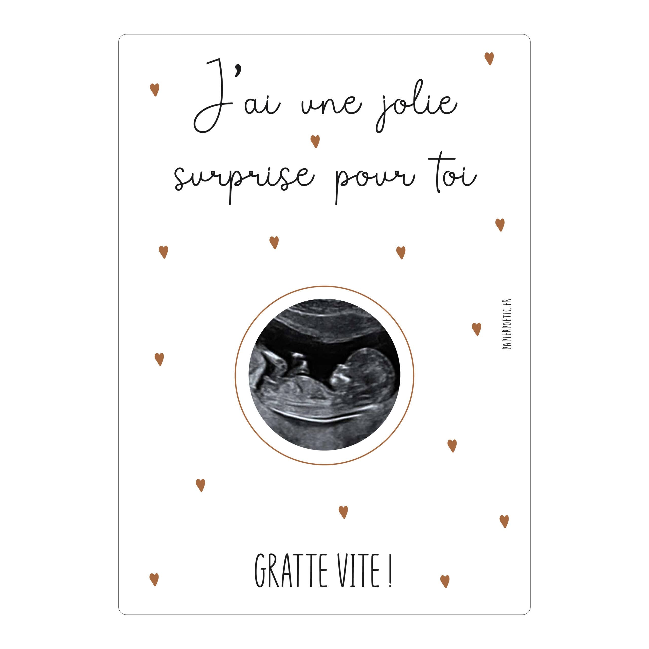 Carte à gratter “échographie” Cœurs