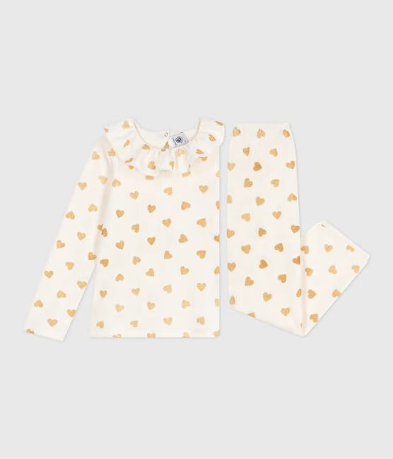 Pyjama de Noel enfant en velours imprimé cœurs dorés ✨ — 2 ans