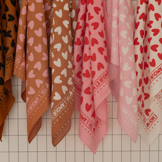 Grand Foulard coeur Toi l'Amour marron/blanc 5