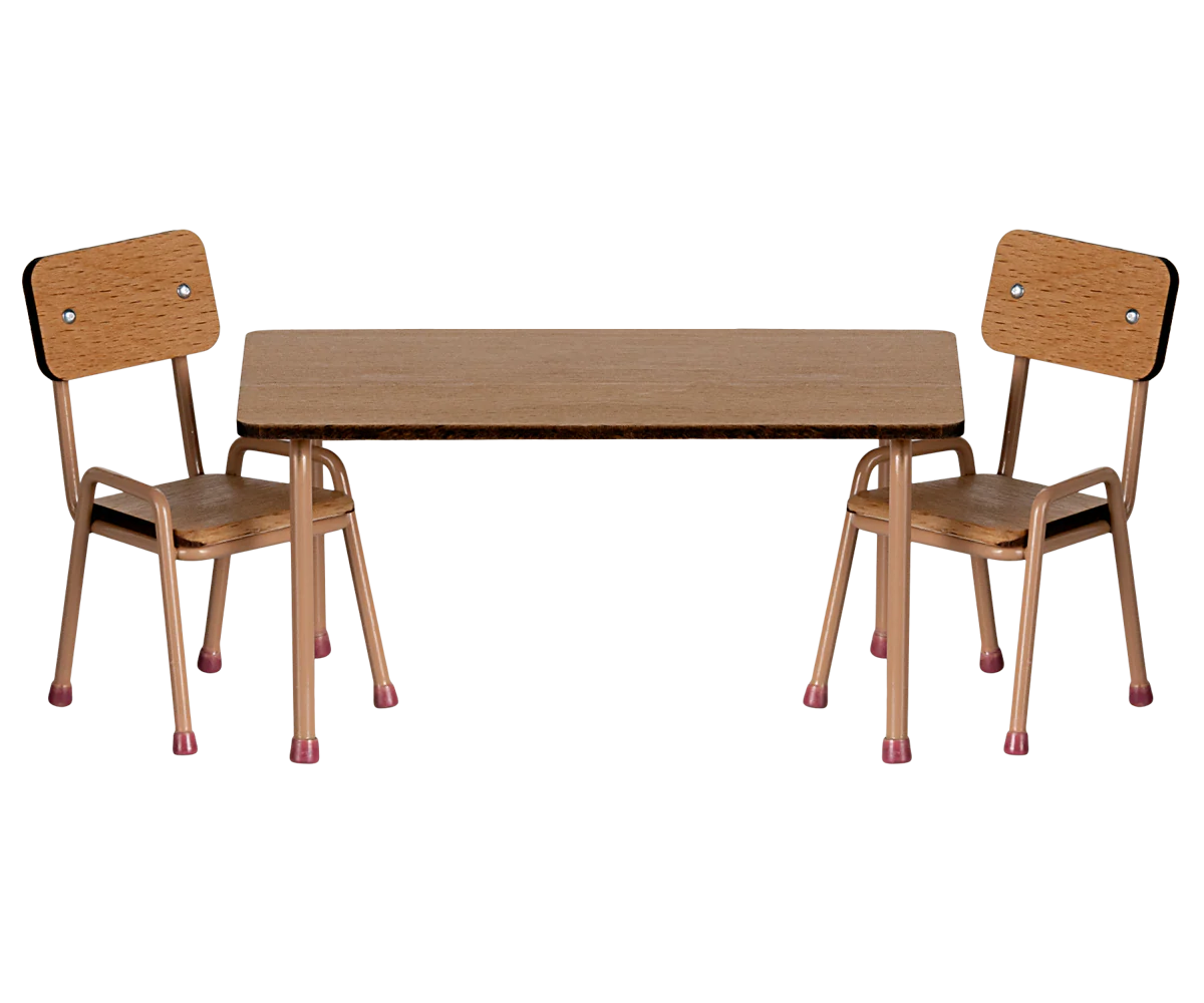 Maileg : Ensemble table et chaises, Souris - Rose "dark powder"