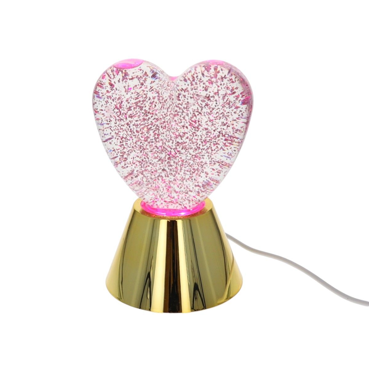 Lampe coeur rose à paillettes 3