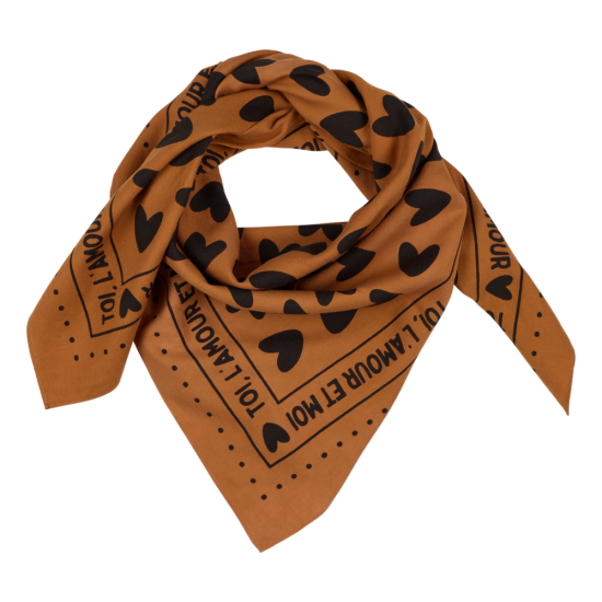 Grand Foulard coeur Toi l'Amour marron/noir 5
